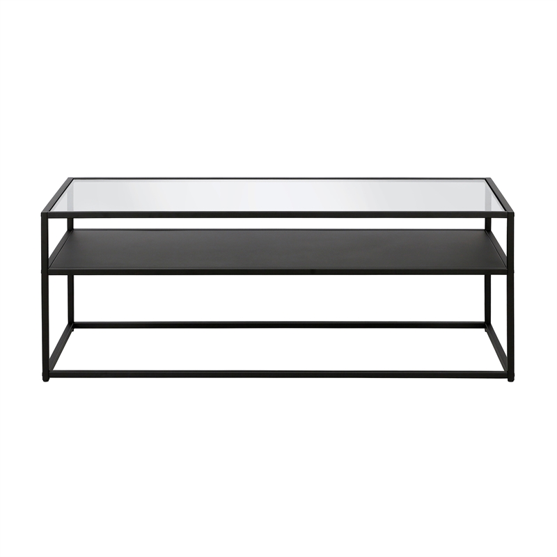 Pemberly Row Metal Rectangular Coffee Table Black and Bronze Finish