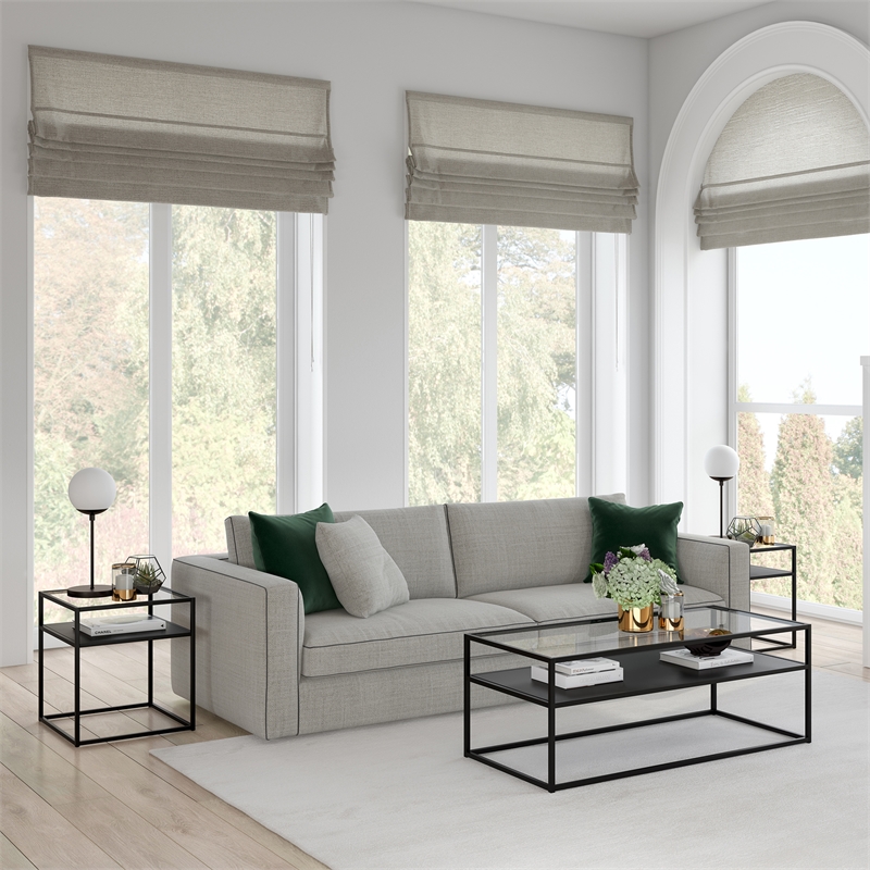 Pemberly Row Metal Rectangular Coffee Table Black and Bronze Finish