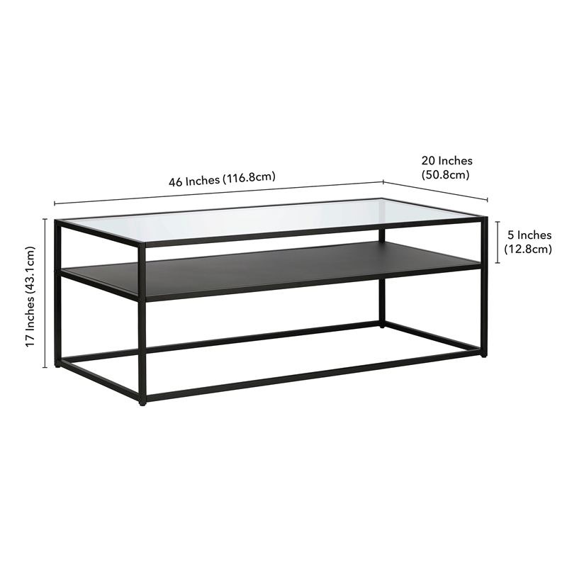 Pemberly Row Metal Rectangular Coffee Table Black and Bronze Finish