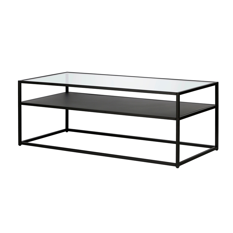 Pemberly Row Metal Rectangular Coffee Table Black and Bronze Finish