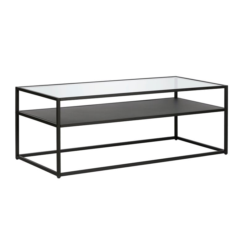Pemberly Row Metal Rectangular Coffee Table Black and Bronze Finish