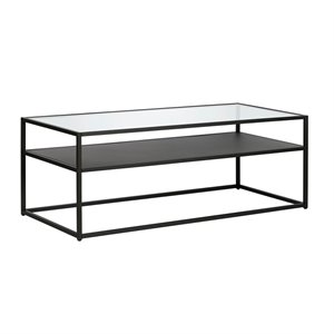 Pemberly Row Metal Rectangular Coffee Table Black and Bronze Finish