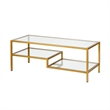 Pemberly Row Metal Double Shelf Coffee Table in Brass and Gold