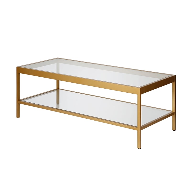 Pemberly Row Traditional Metal Coffee Table Brass