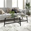 Pemberly Row Mid-Century Metal Black and Bronze and Glass Coffee Table