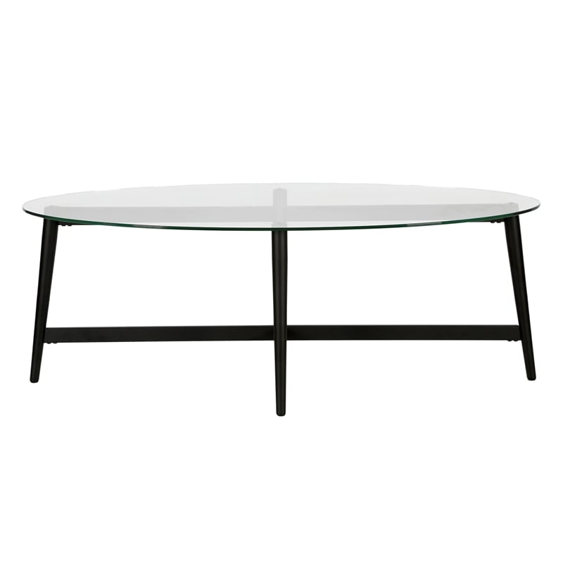 Pemberly Row Mid-Century Metal Black and Bronze and Glass Coffee Table