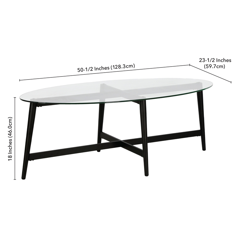 Pemberly Row Mid-Century Metal Black and Bronze and Glass Coffee Table