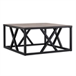 Pemberly Row Square Geometric Metal Coffee Table with Gray Oak Wood Top
