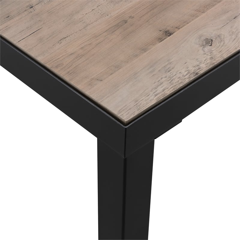 Pemberly Row Square Geometric Metal Coffee Table with Gray Oak Wood Top