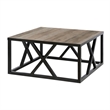 Pemberly Row Square Geometric Metal Coffee Table with Gray Oak Wood Top