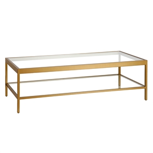 Pemberly Row 54&quot Brass Finish Coffee Table