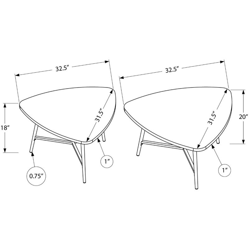 Pemberly Row 2 Piece Contemporary Wood Top Nesting Coffee Table Set in Taupe