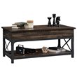 Pemberly Row Wood and Metal Lift-Top Coffee Table in Carbon Oak/Black