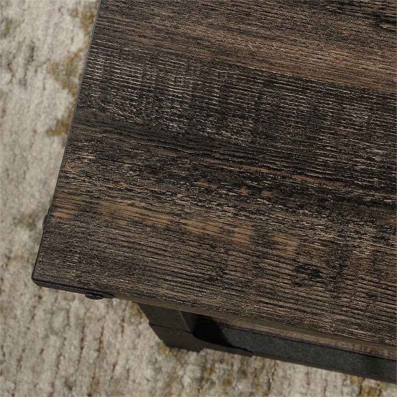 Pemberly Row Wood and Metal Lift-Top Coffee Table in Carbon Oak/Black