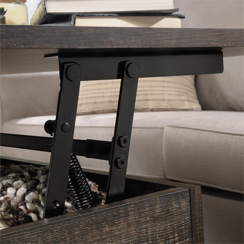 Pemberly Row Wood and Metal Lift-Top Coffee Table in Carbon Oak/Black