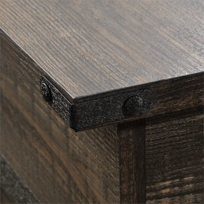 Pemberly Row Wood and Metal Lift-Top Coffee Table in Carbon Oak/Black