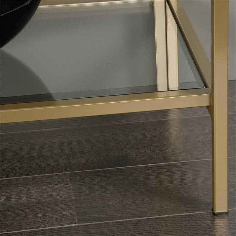 Pemberly Row Modern 5 Shelf Metal Bookcase in Satin Gold Finish