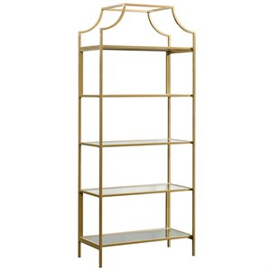 pemberly row 5 shelf metal bookcase in satin gold