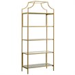 Pemberly Row Modern 5 Shelf Metal Bookcase in Satin Gold Finish