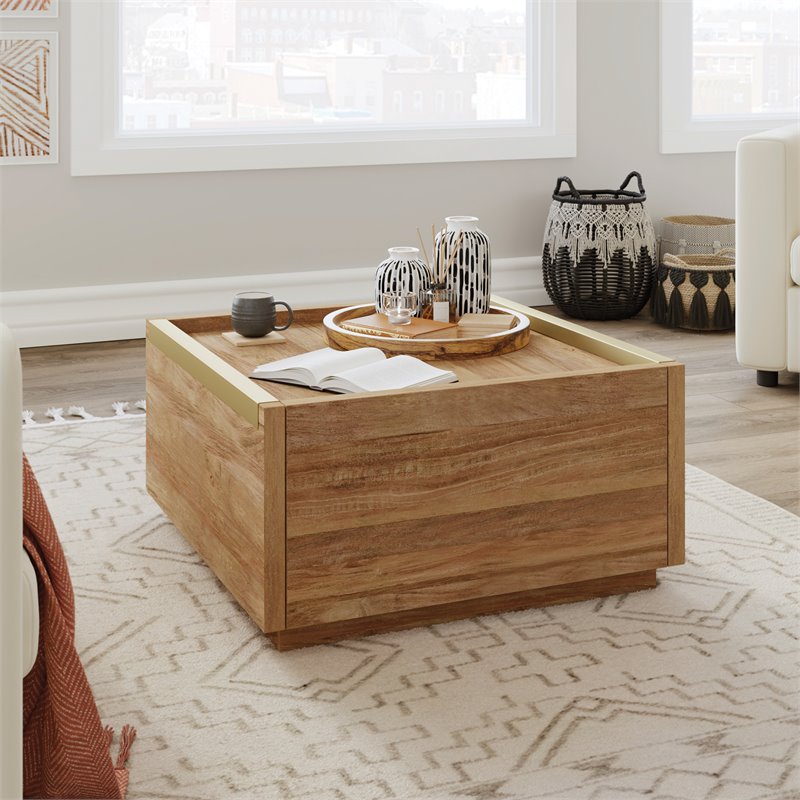 Pemberly Row  Engineered Wood Coffee Table in Sindoori Mango