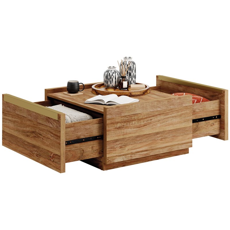 Pemberly Row  Engineered Wood Coffee Table in Sindoori Mango