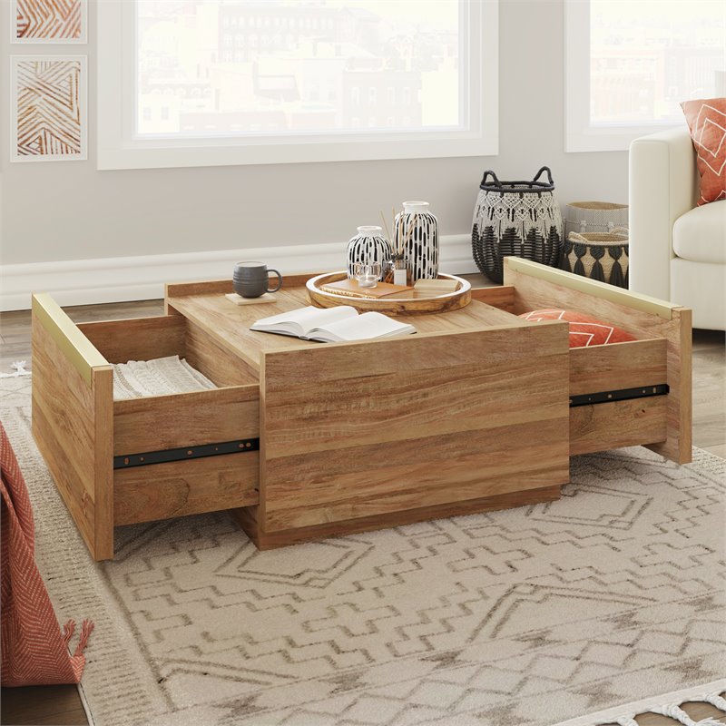 Pemberly Row  Engineered Wood Coffee Table in Sindoori Mango
