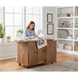 Pemberly Row Contemporary Engineered Wood Sewing Craft Cart in Oak