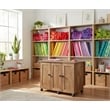 Pemberly Row Contemporary Engineered Wood Sewing Craft Cart in Oak