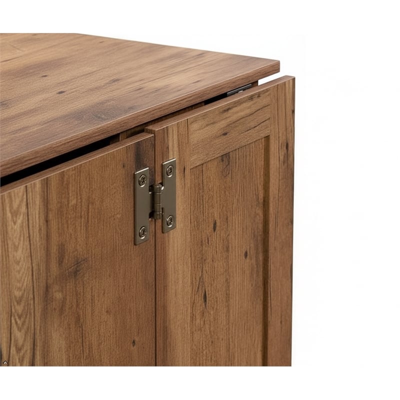 Pemberly Row Contemporary Engineered Wood Sewing Craft Cart in Oak