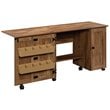 Pemberly Row Contemporary Engineered Wood Sewing Craft Cart in Oak