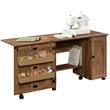 Pemberly Row Contemporary Engineered Wood Sewing Craft Cart in Oak