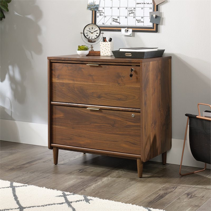 Pemberly Row 2Drawers Vertical Walnut Wood Filing Cabinet Easy Assembly