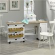 Pemberly Row Contemporary Engineered Wood Sewing Craft Table in Soft White