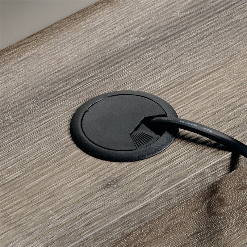 Pemberly Row Wood and Metal L-Shape Computer Desk in Northern Oak