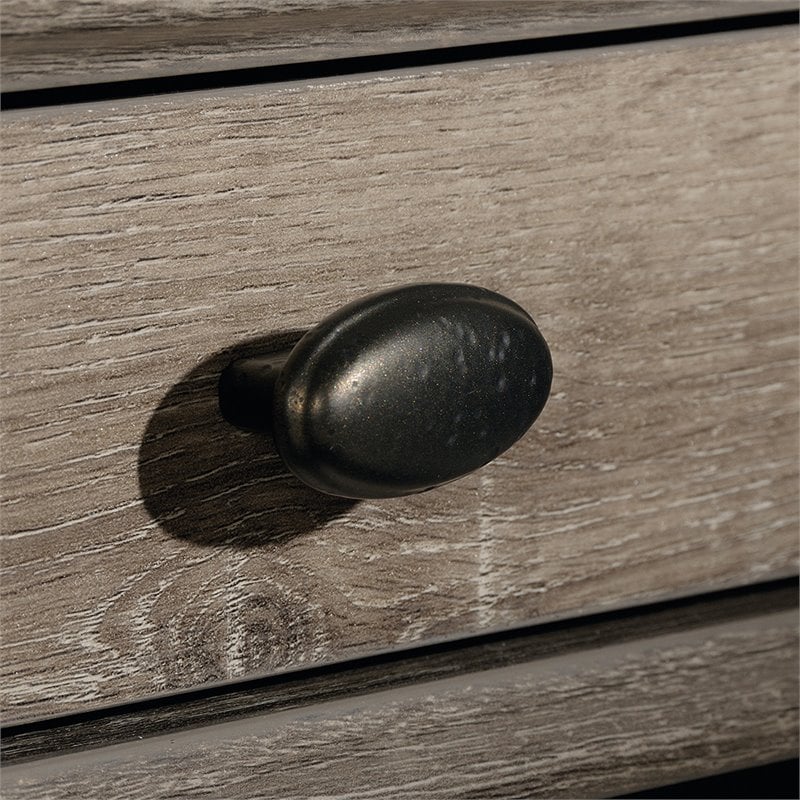 Pemberly Row Wood and Metal L-Shape Computer Desk in Northern Oak