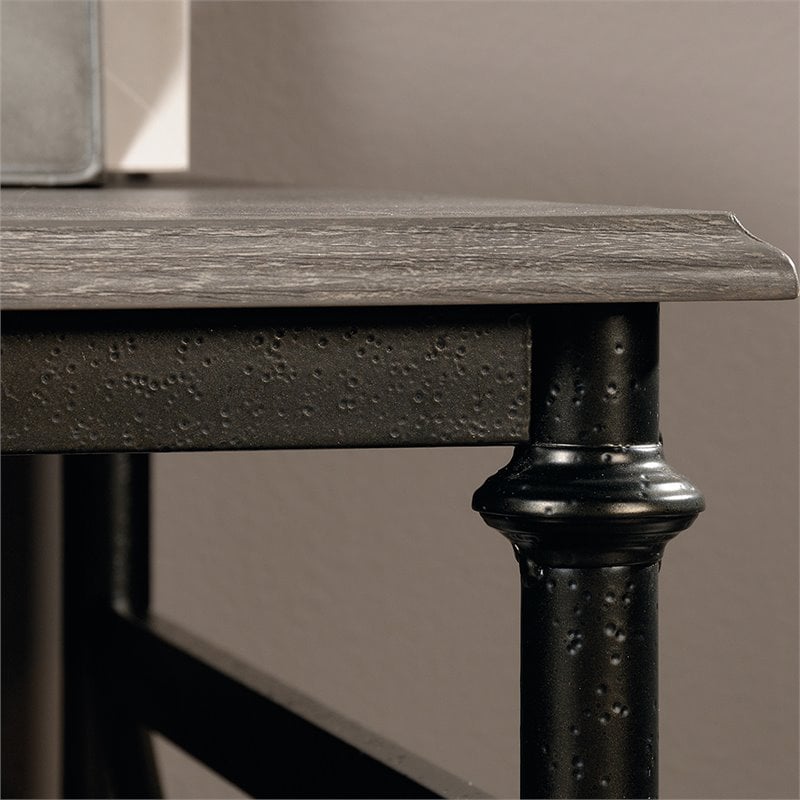 Pemberly Row Wood and Metal L-Shape Computer Desk in Northern Oak