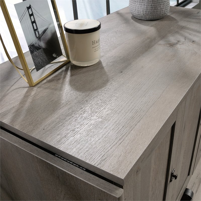 Pemberly Row Contemporary Engineered Wood Sewing Craft Table in Oak