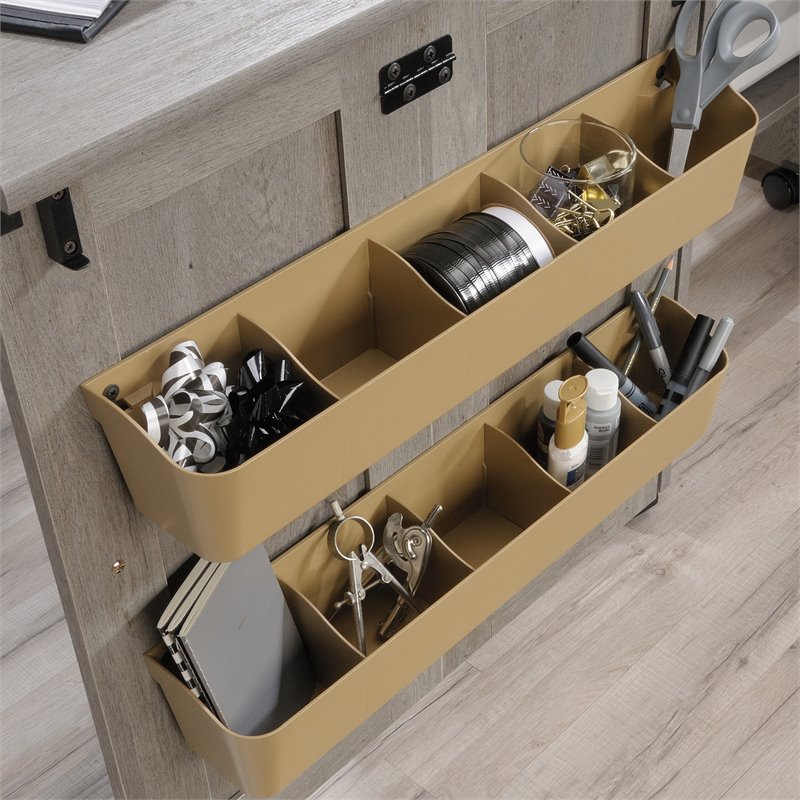 Pemberly Row Contemporary Engineered Wood Sewing Craft Table in Oak