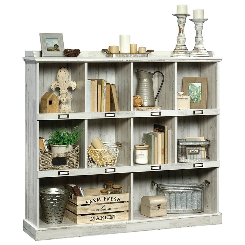 Pemberly Row 10-Cube Modern Engineered Wood Bookcase in White Plank