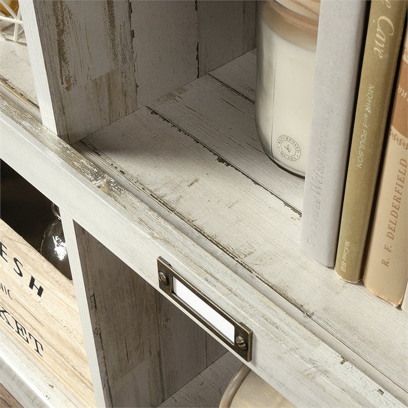 Pemberly Row 10-Cube Modern Engineered Wood Bookcase in White Plank