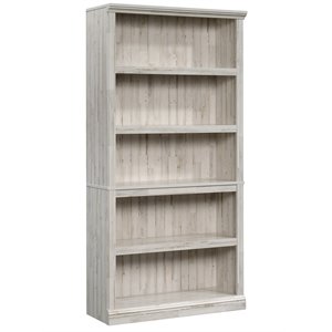 Pemberly Row 5-Shelf Modern Engineered Wood Bookcase in White Plank