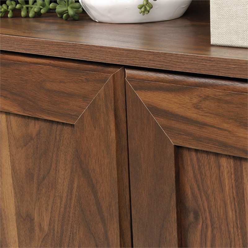 Pemberly Row 3-Shelf Tall Modern Engineered Wood Storage Bookcase in Walnut