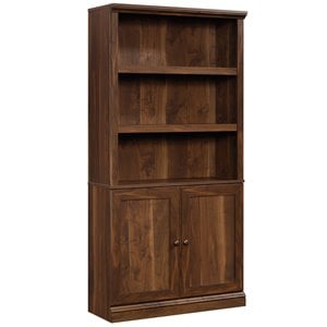 Pemberly Row 3-Shelf Tall Modern Engineered Wood Storage Bookcase in Walnut