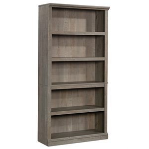 Pemberly Row 5-Shelf Modern Engineered Wood Tall Bookcase in Mystic Oak