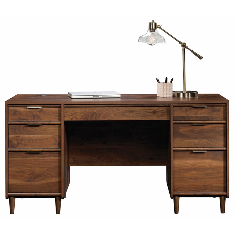 Pemberly Row Transitional Engineered Wood Computer Desk in Grand Walnut