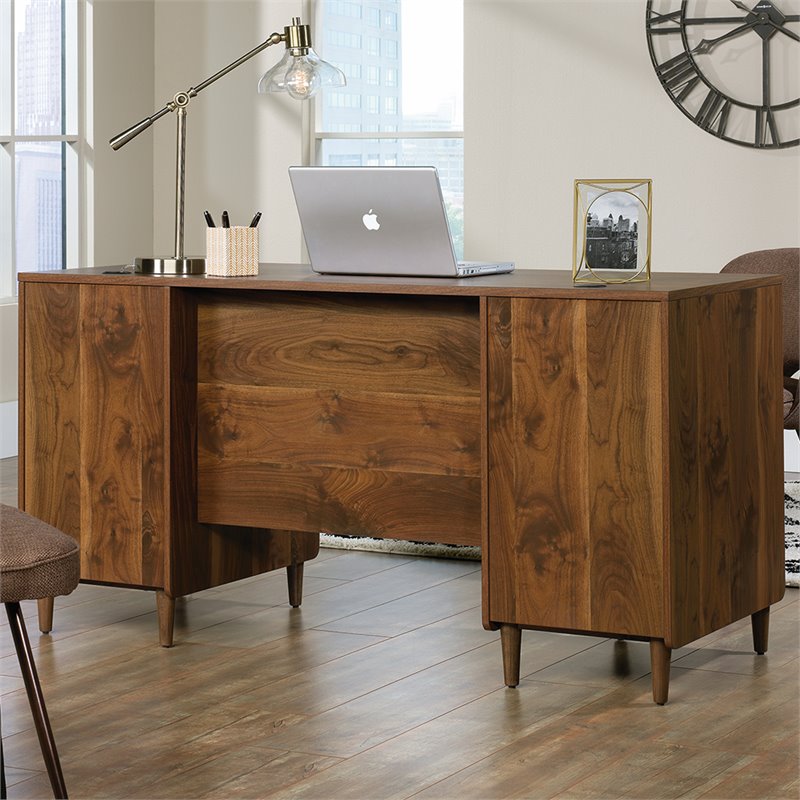 Pemberly Row Transitional Engineered Wood Computer Desk in Grand Walnut