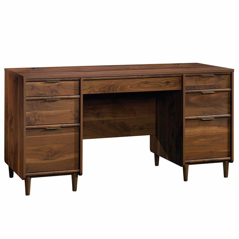 Pemberly Row Transitional Engineered Wood Computer Desk in Grand Walnut