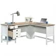 Pemberly Row Contemporary Engineered Wood L-Shaped Home Office Desk in White