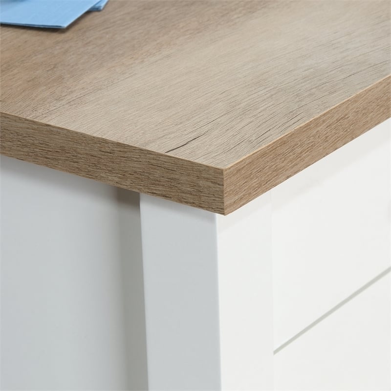 Pemberly Row Contemporary Engineered Wood L-Shaped Home Office Desk in White