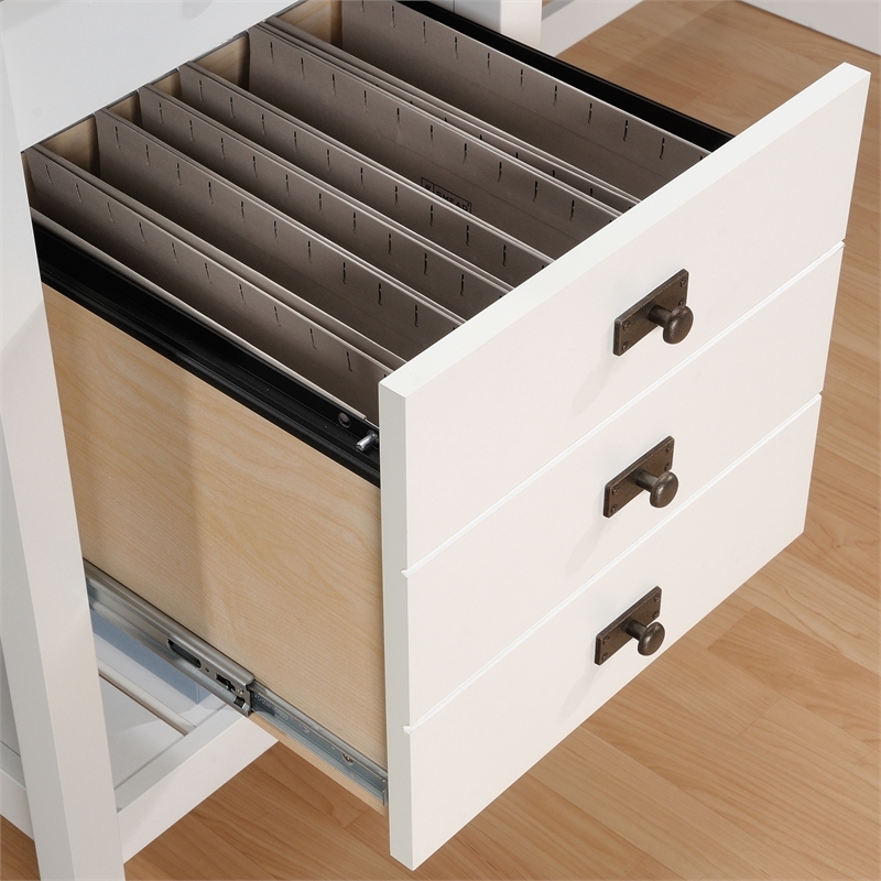 Pemberly Row Contemporary Engineered Wood L-Shaped Home Office Desk in White